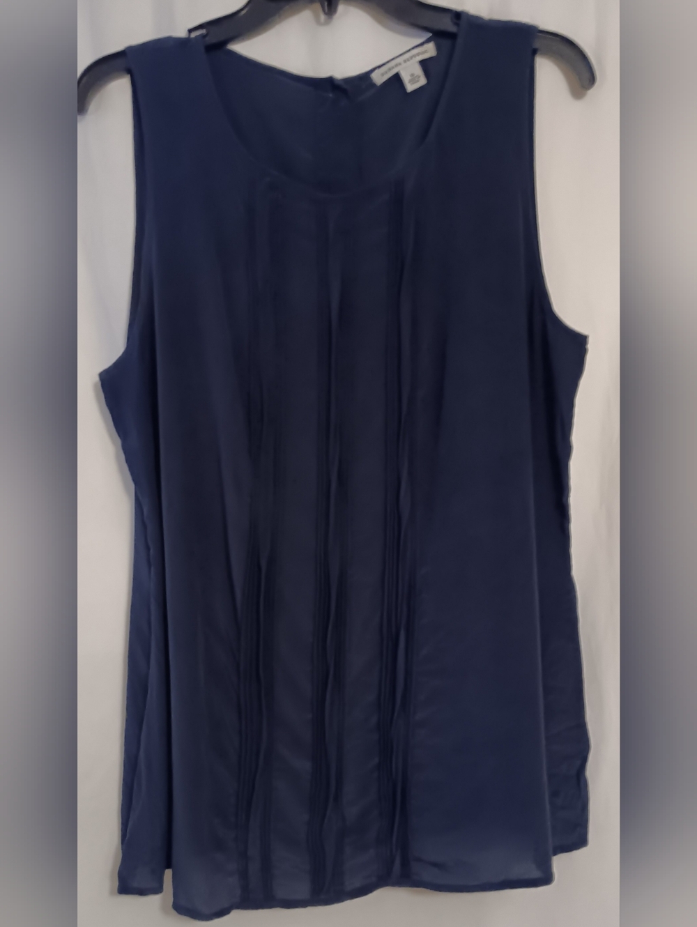 Banana Republic Navy Pintuck Sleeveless Tunic